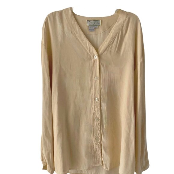Spenser Jeremy Large SILK Long Sleeve, V-Neck, Button Up Blouse - Picture 1 of 4